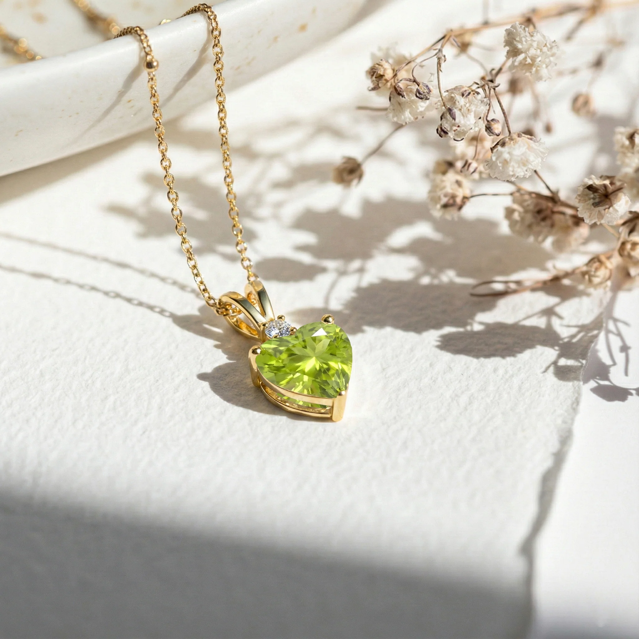 Peridot Heart Pendant Necklace in 925 Sterling Silver 1.5ct - Image 14