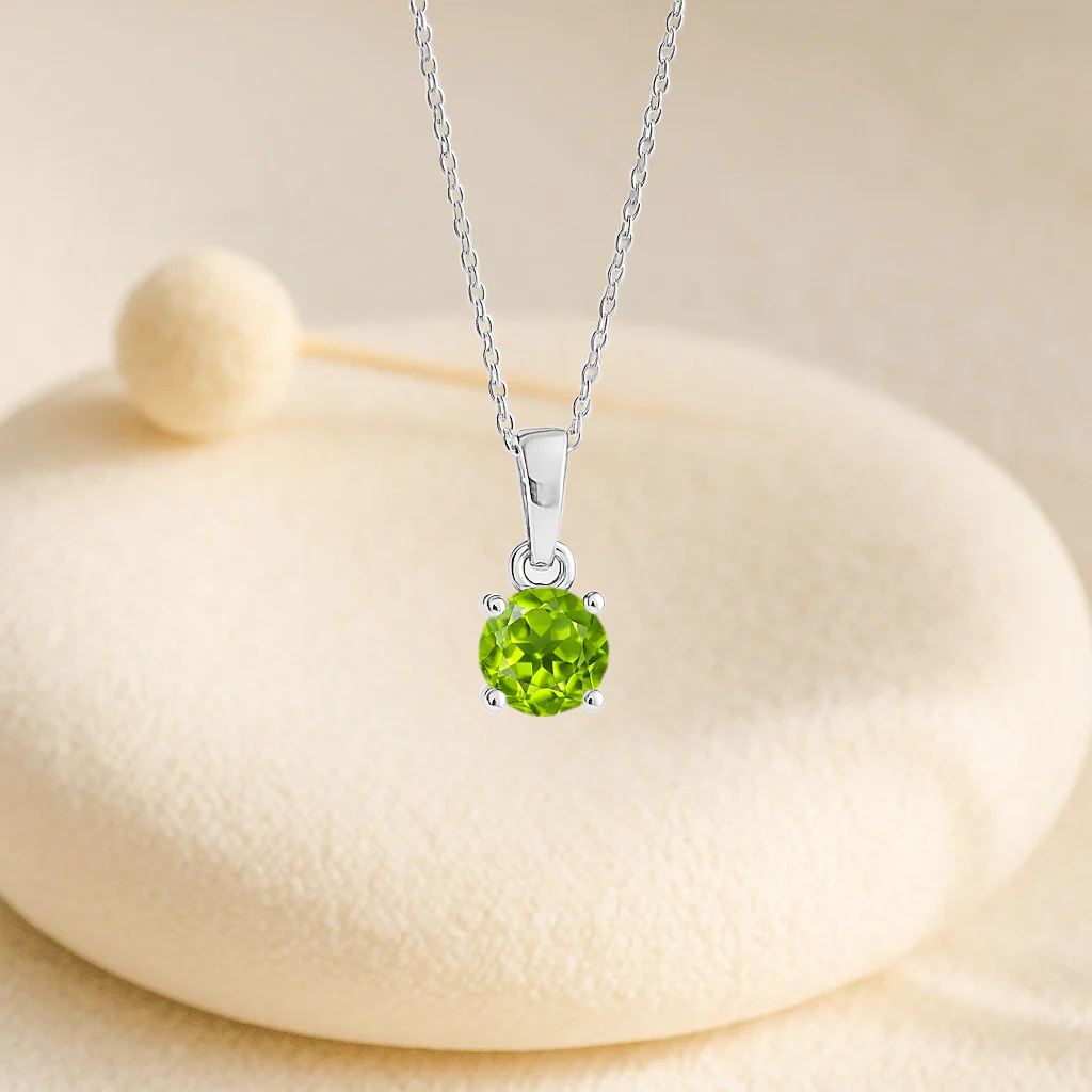 Peridot Teardrop Pendant Necklace in 925 Sterling Silver 7mm 1.5ct - Image 4