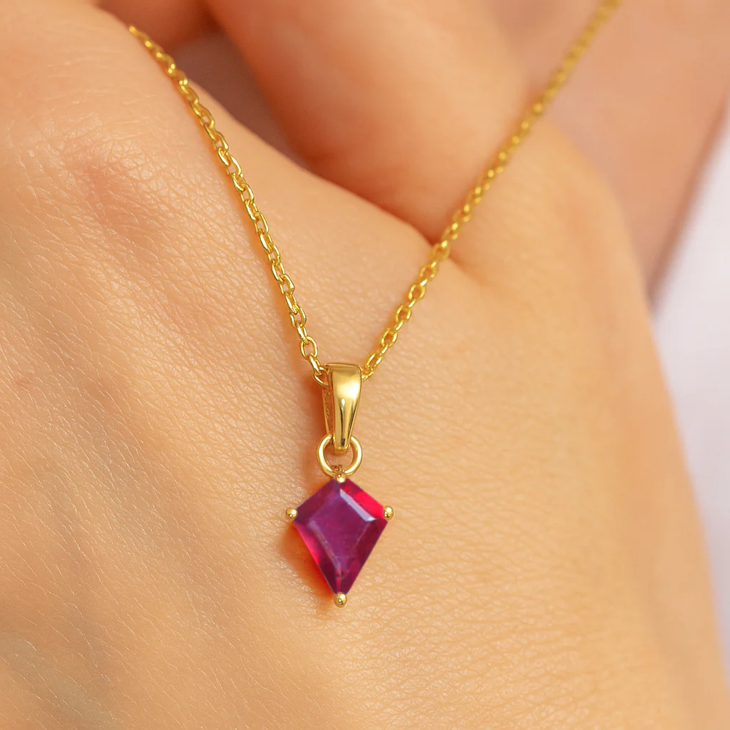Ruby Kite Solitaire Pendant Necklace in 925 Sterling Silver 7x9mm Stone 1.40ct - Image 7