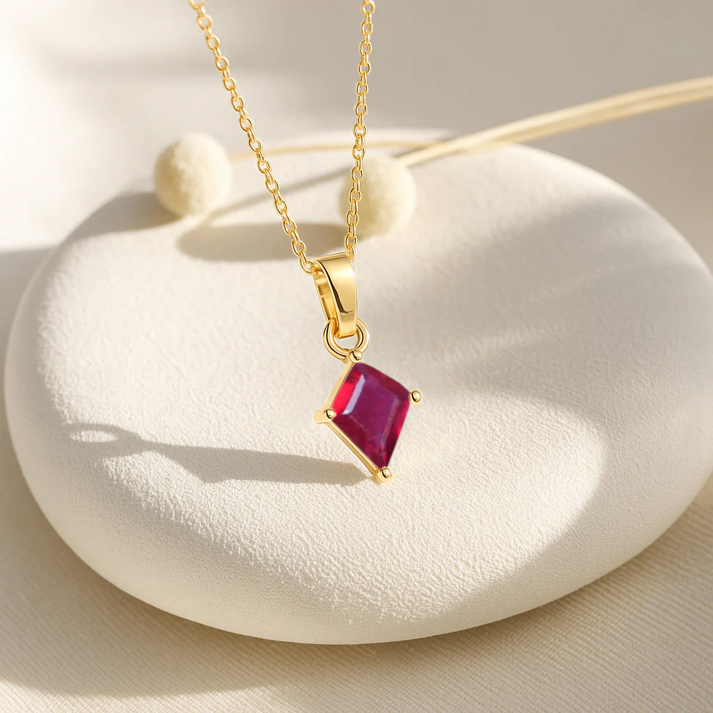 Ruby Kite Solitaire Pendant Necklace in 925 Sterling Silver 7x9mm Stone 1.40ct - Image 8