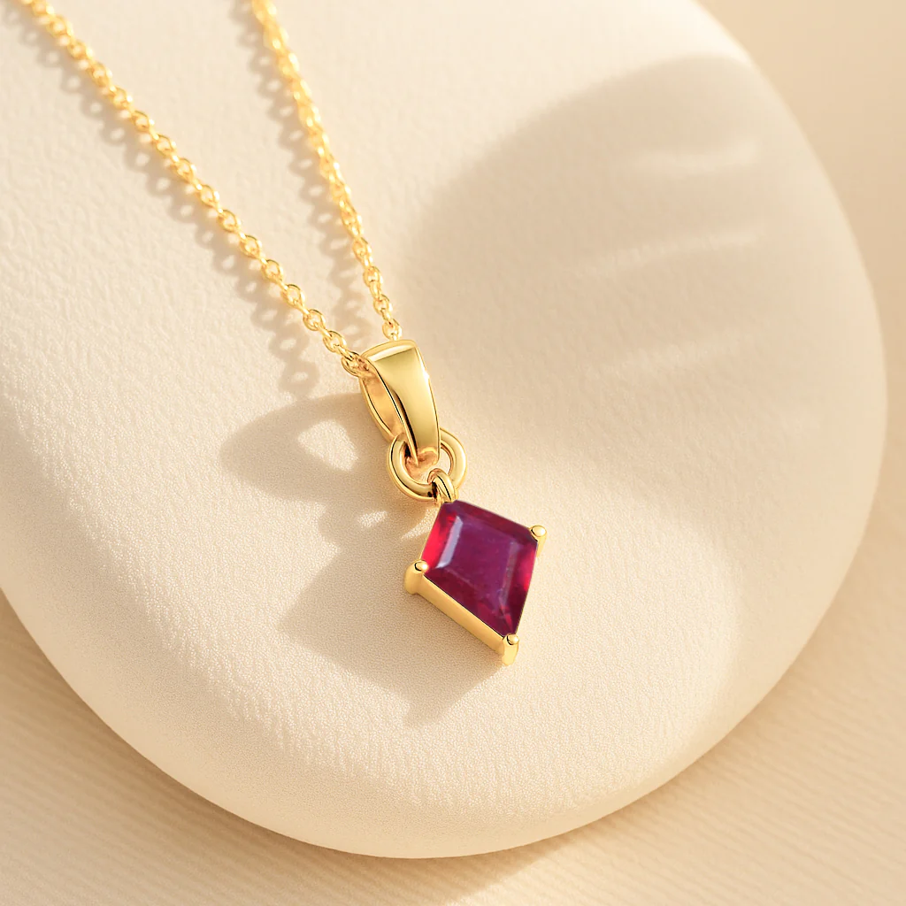 Ruby Kite Solitaire Pendant Necklace in 925 Sterling Silver 7x9mm Stone 1.40ct - Image 9