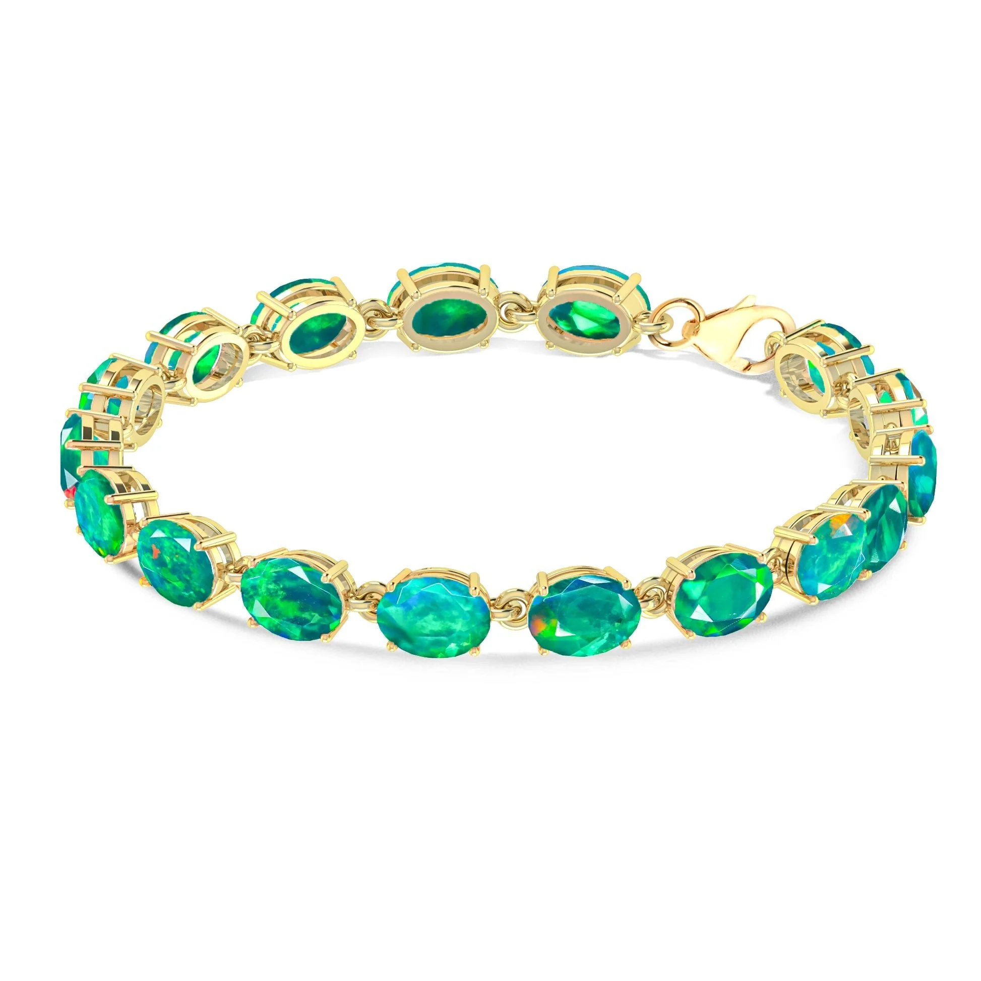White Natural Fire Opal Gemstone Tennis Bracelet - Image 10