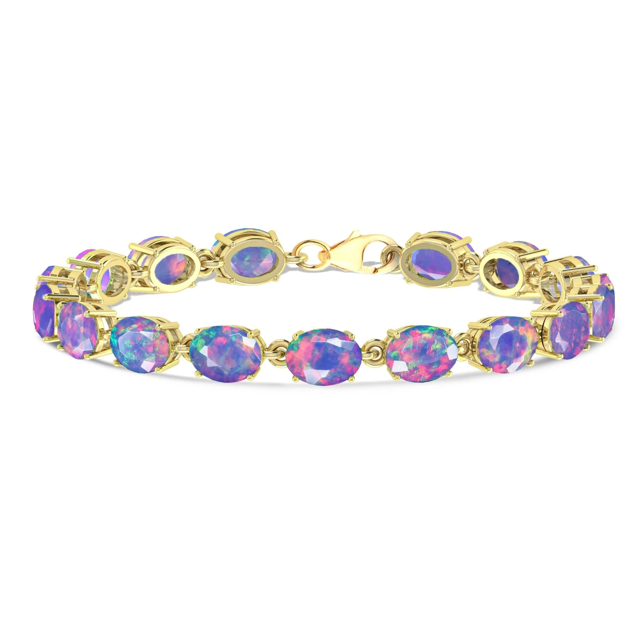 White Natural Fire Opal Gemstone Tennis Bracelet - Image 6