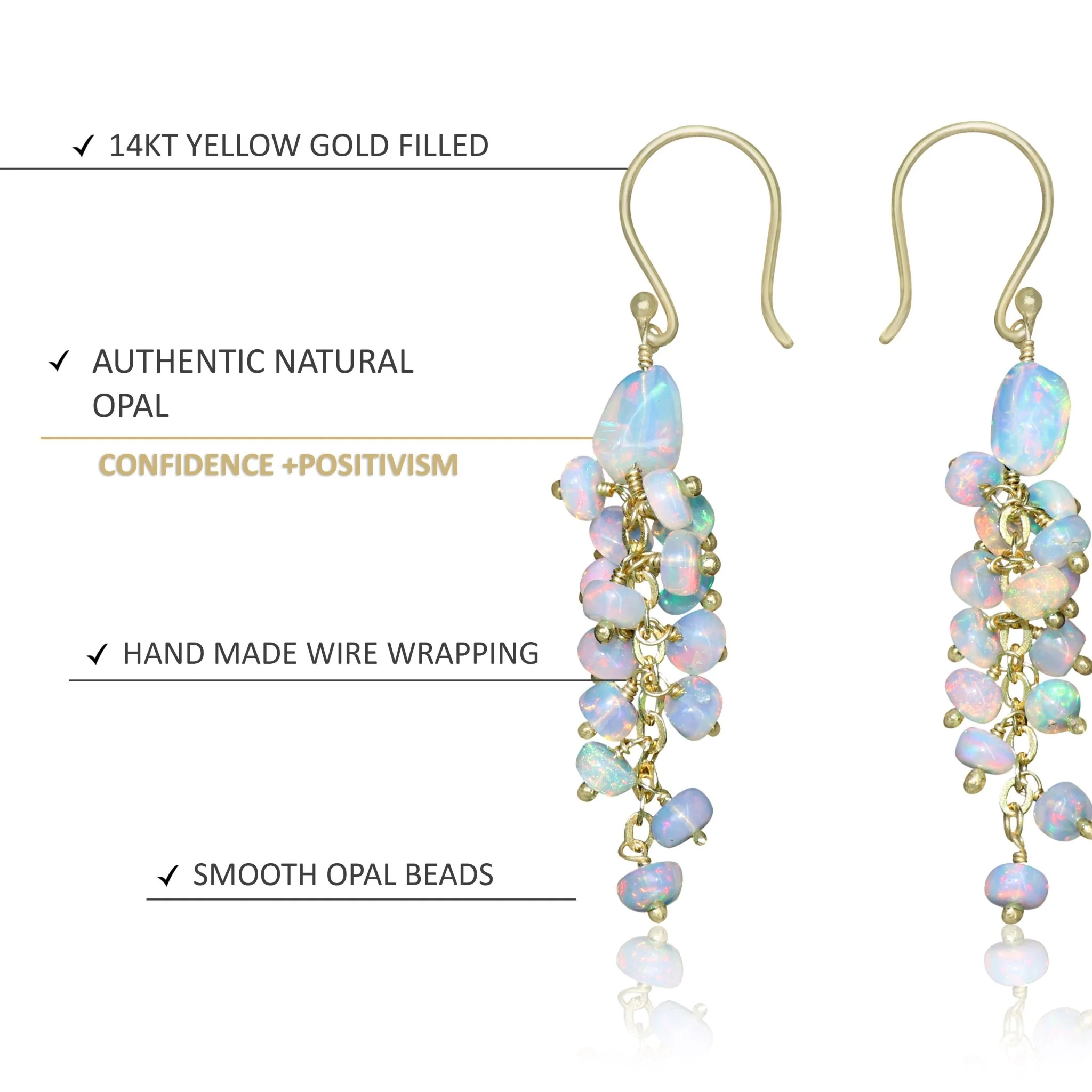 White Opal Handmade Drop and Dangle Earring - Image 4