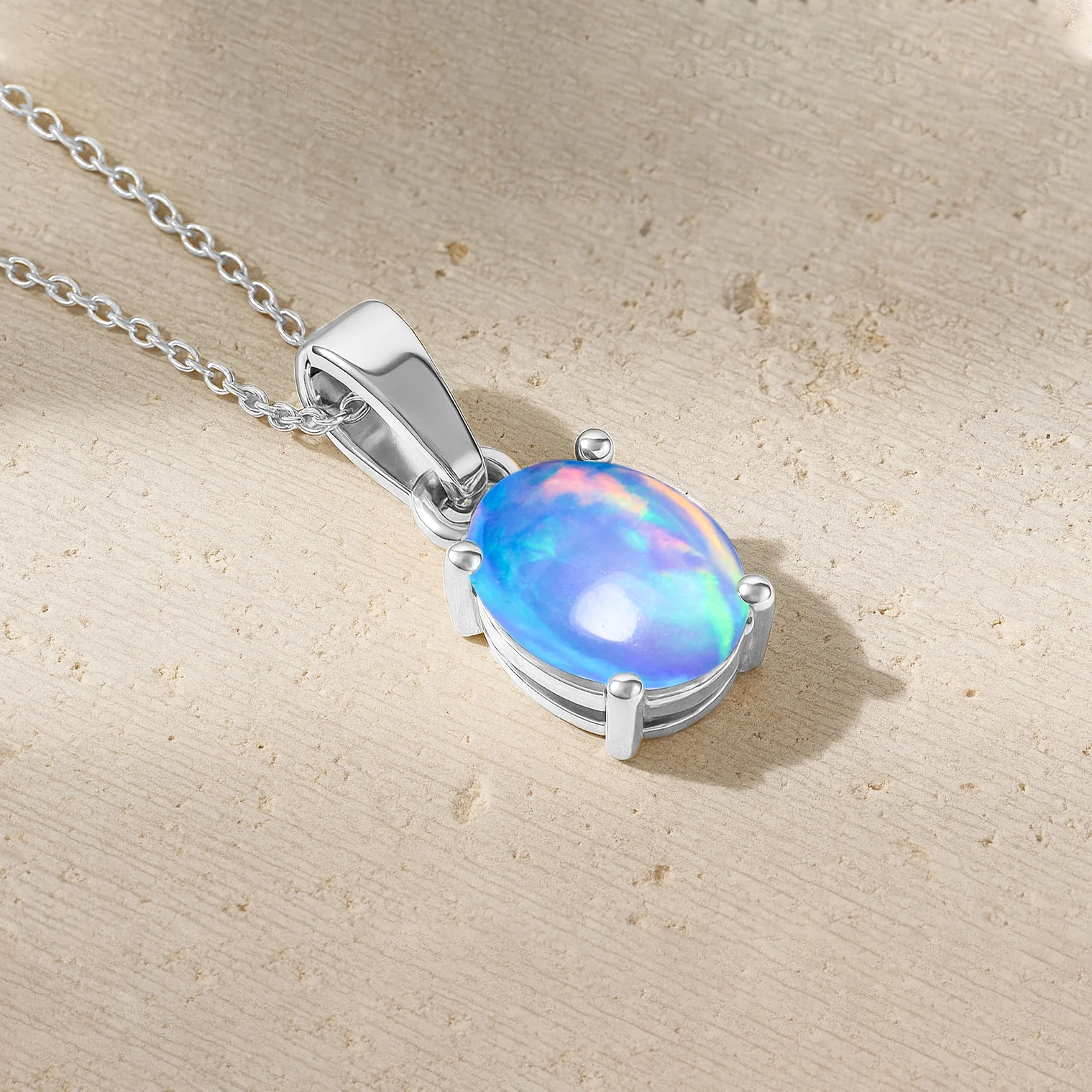 Blue Opal Oval Teardrop Pendant Necklace in 925 Sterling Silver 1.20ct - Image 12