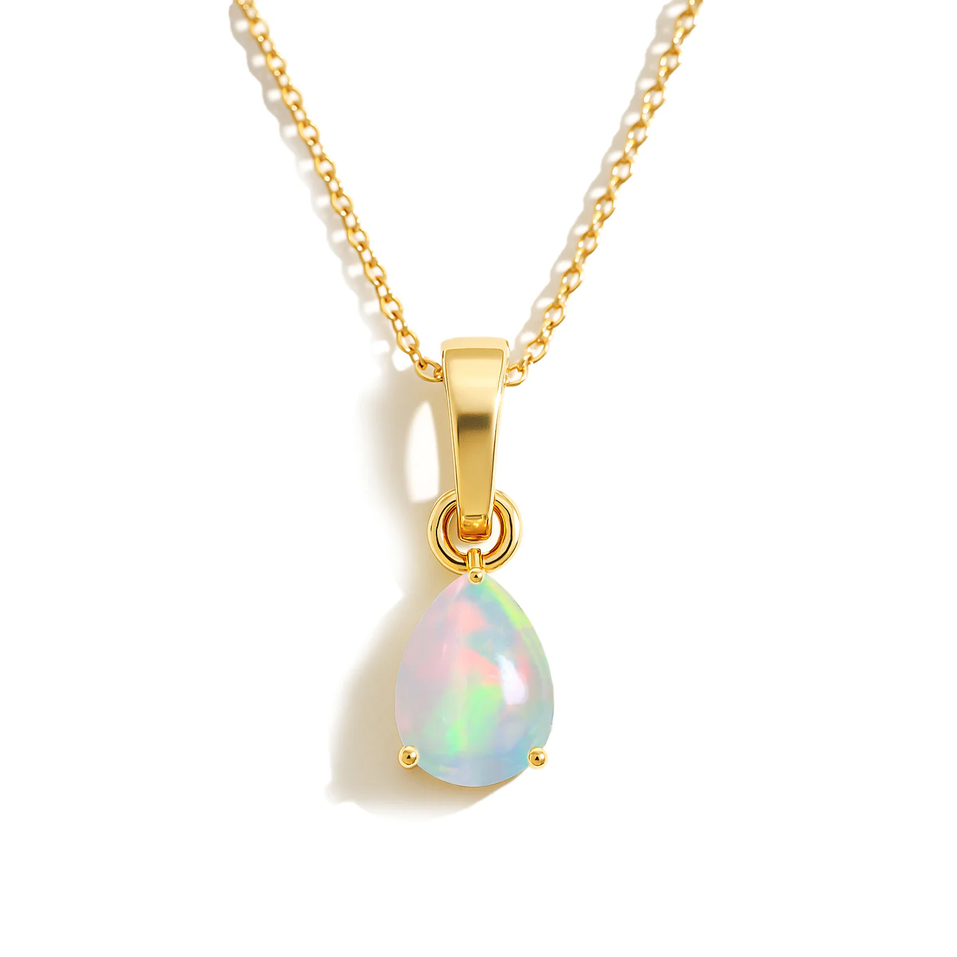 White Opal Pear Solitaire Teardrop Pendant Necklace in 925 Sterling Silver 1.20ct - Image 5